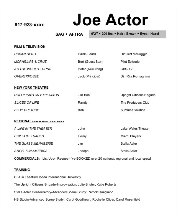 How to List a Commercial on an Acting Resume